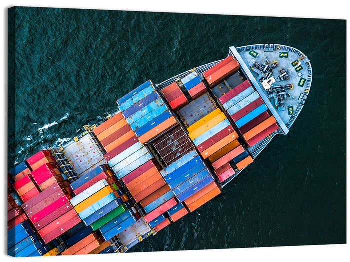 Container Ship Aerial View Wall Art as a canvas print