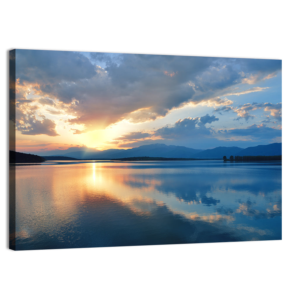 Golden Hour Lake Reflection Wall Art