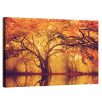 Golden Mist Forest Reflection Wall Art
