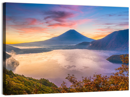 Mount Fuji at Lake Motosu, Autumn Sunrise Wall Art