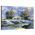 Twilight Winter Lake Houses Wall Art