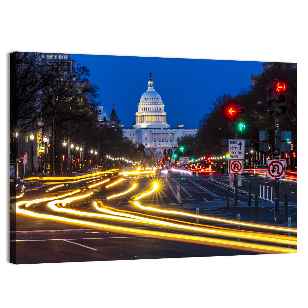 Pennsylvania Avenue at Dusk Wall Art, canvas print, landscape