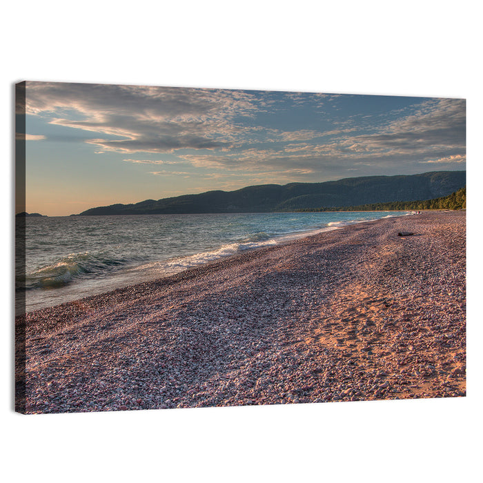 Lake Superior Pebble Beach Wall Art as a canvas print