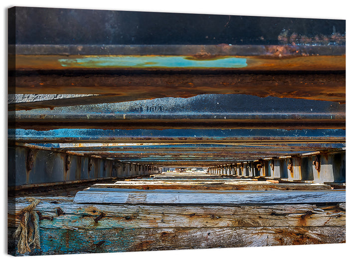 Weathered Dock Perspective Wall Art as a canvas print