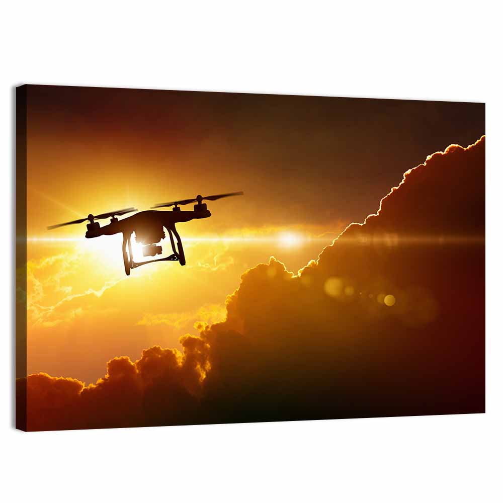 Drone Silhouette at Sunset Wall Art
