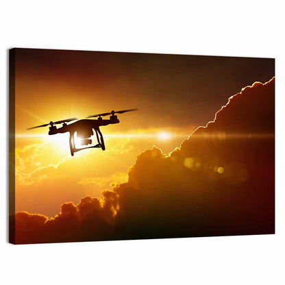 Drone Silhouette at Sunset Wall Art