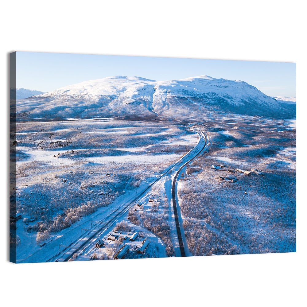 Snowy Valley with Parallel Tracks Wall Art