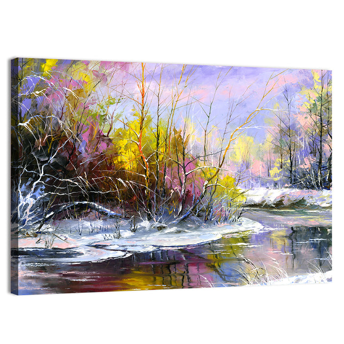 Snowy River with Purple Reflections Wall Art as a canvas print