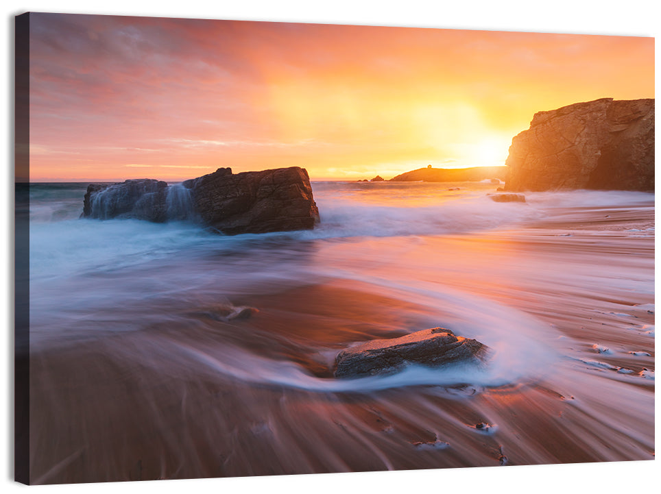 Quiberon Beach Sunset Wall Art, canvas print, landscape