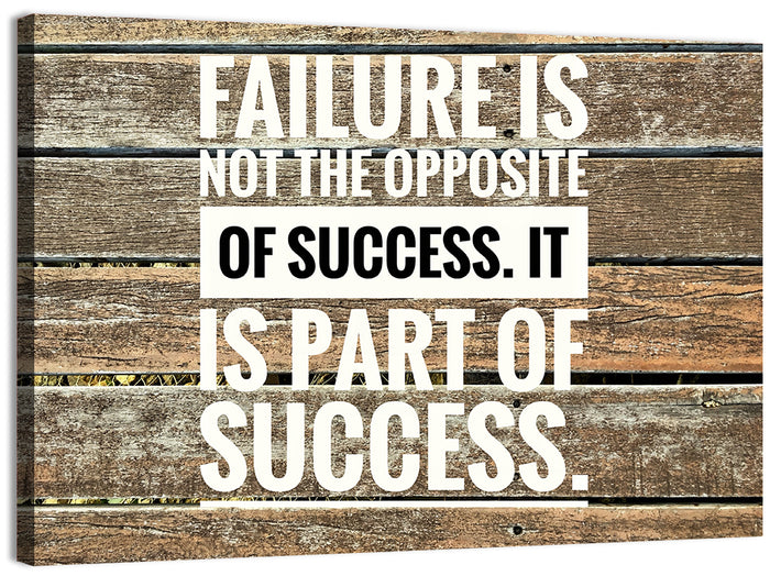 Failure Is Part of Success Rustic Typography Wall Art as a canvas print