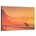 Surfer Silhouette at Golden Sunset Wall Art