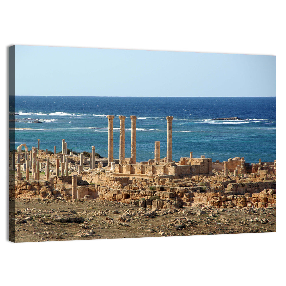 Leptis Magna Coastal Ruins Wall Art, canvas print, landscape