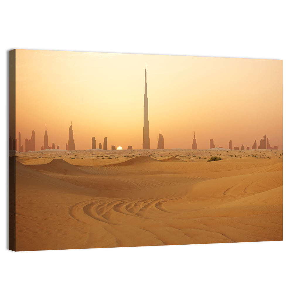 Dubai Skyline at Sunset Wall Art, canvas print, landscape
