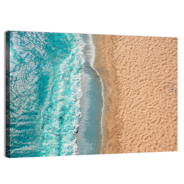 Turquoise Coastline Aerial Wall Art as a canvas print