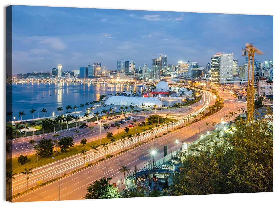 Luanda Bay Twilight Skyline Wall Art, canvas print, landscape