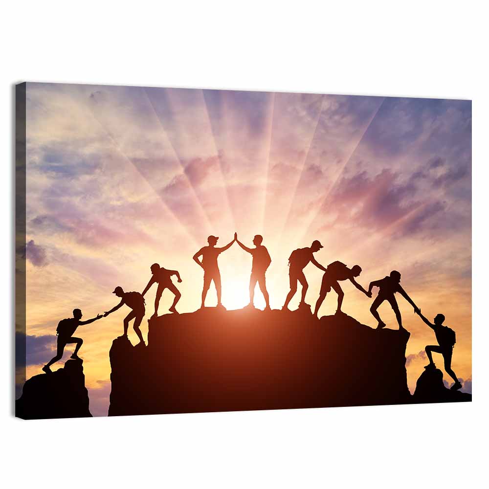 Sunburst Climbers Silhouette Wall Art