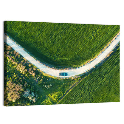Aerial Farm Fields at Golden Hour Wall Art