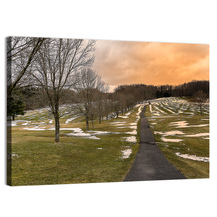 Roscoe Conkling Park Winter Path Wall Art as a canvas print