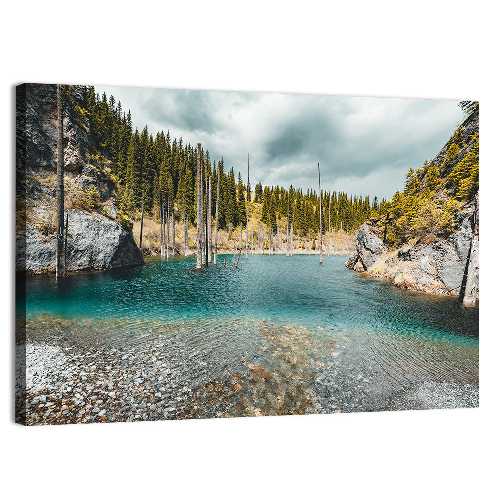 Sunken Forest at Kaindy Lake Wall Art, canvas print, landscape