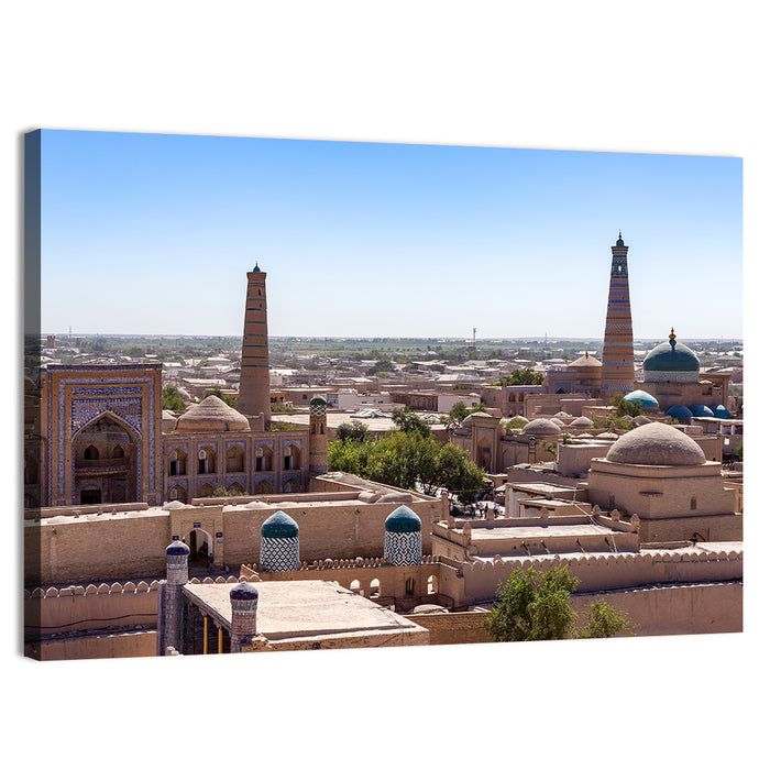 Khodja Mosque Minarets, Khiva Wall Art as a canvas print