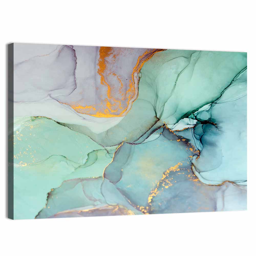 Teal Marble Geometric Abstract Wall Art, canvas print, landscape