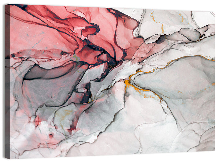 Pink Gray Marble with Gold Veins Wall Art as a canvas print