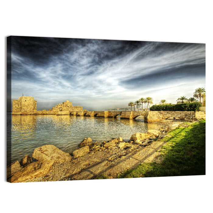 Sidon Sea Castle Wall Art as a canvas print