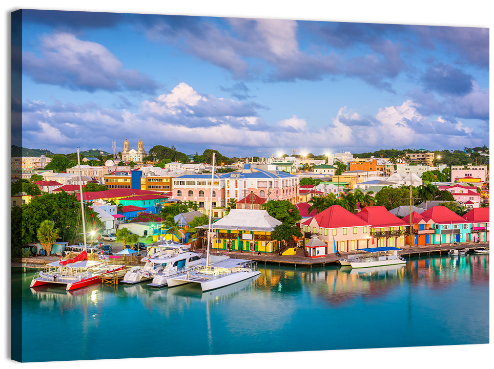 St. John’s Harbor at Golden Dusk Wall Art, canvas print, landscape