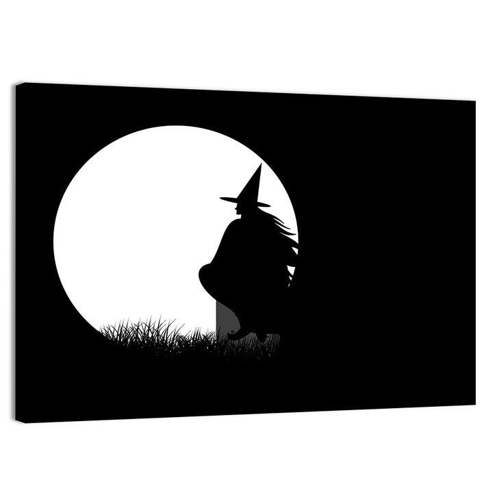 Witch and Moon Silhouette Wall Art
