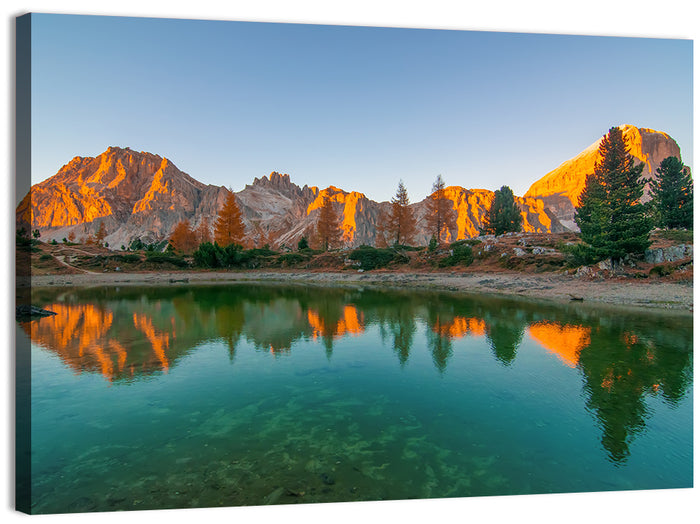Lago Di Federa Alpenglow Wall Art as a canvas print