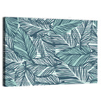 Striped Blue Palm Leaves Pattern Wall Art