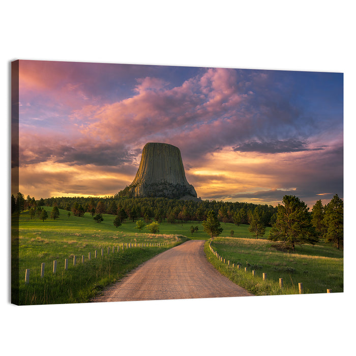 Devils Tower at Sunset Wall Art as a canvas print