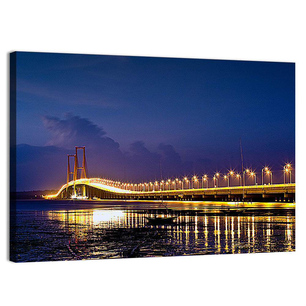 Suramadu Bridge at Dusk Wall Art, canvas print, landscape