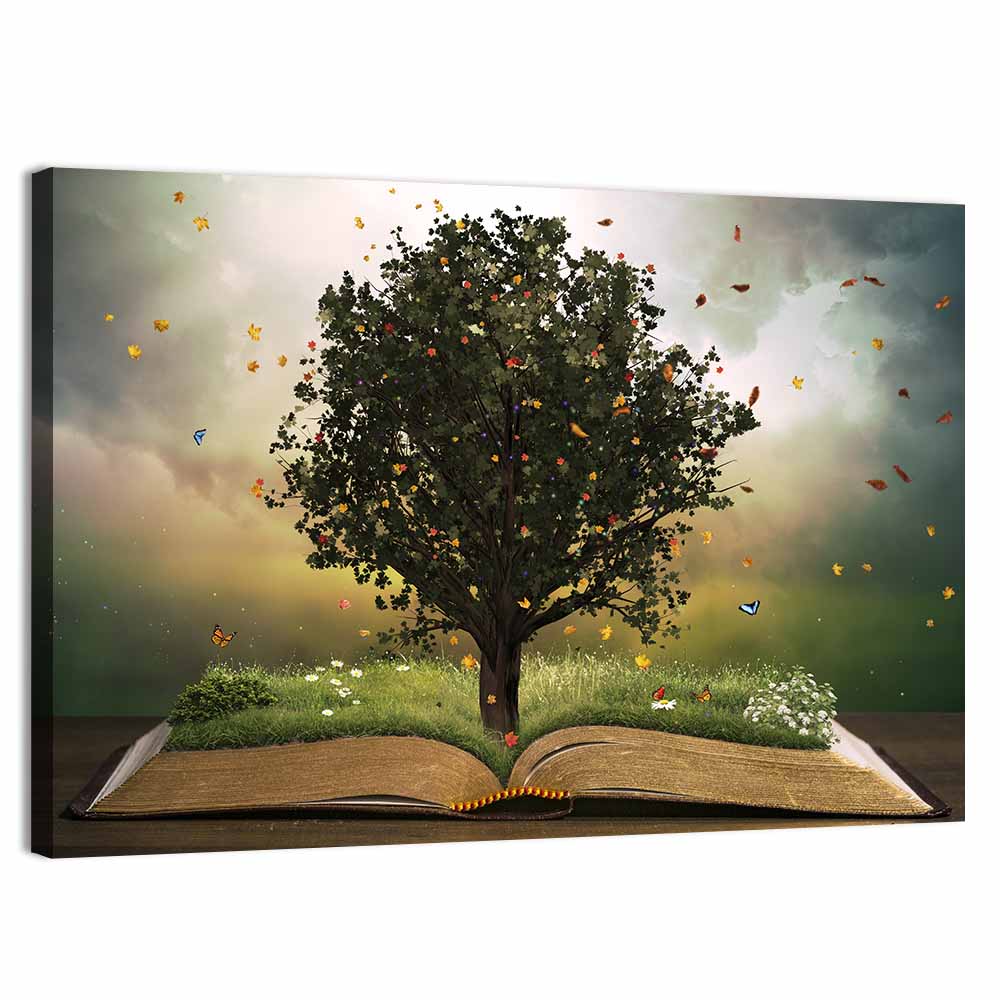 Tree Rising from an Open Bible Wall Art
