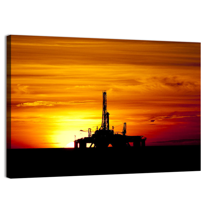Offshore Oil Rig at Sunset Wall Art as a canvas print