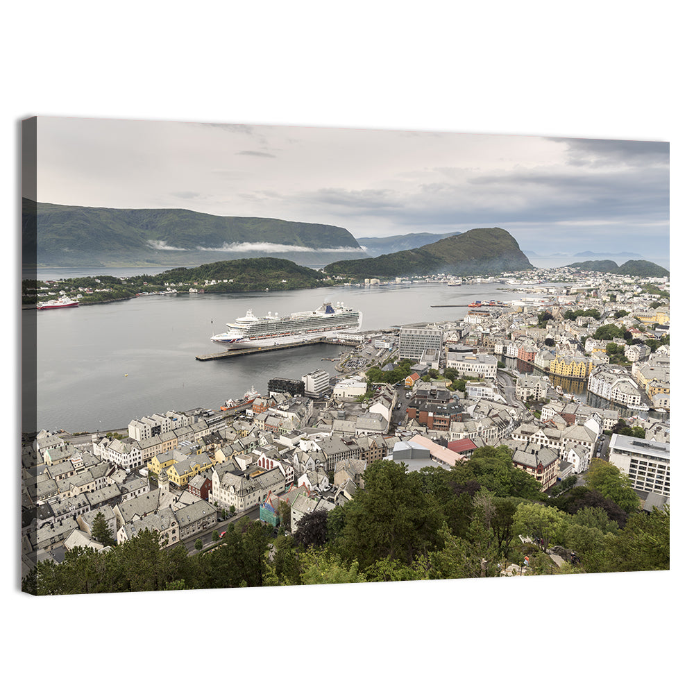 Alesund Harbor Cityscape Wall Art