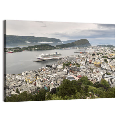 Alesund Harbor Cityscape Wall Art
