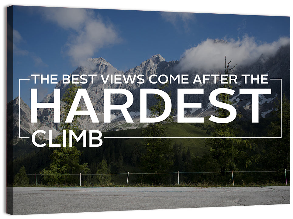 Snow Capped Peaks with Motivational Quote Wall Art
