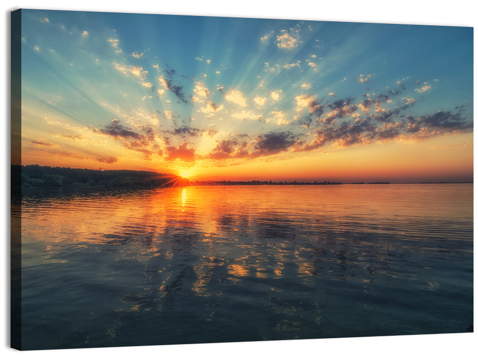 Sunburst Over River Wall Art