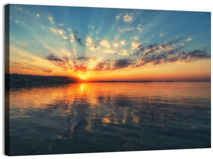 Sunburst Over River Wall Art