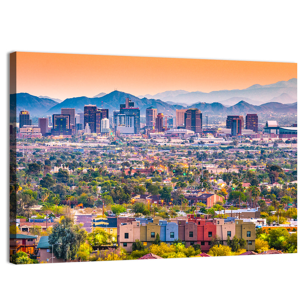 Phoenix Golden Hour Cityscape Wall Art, canvas print, landscape