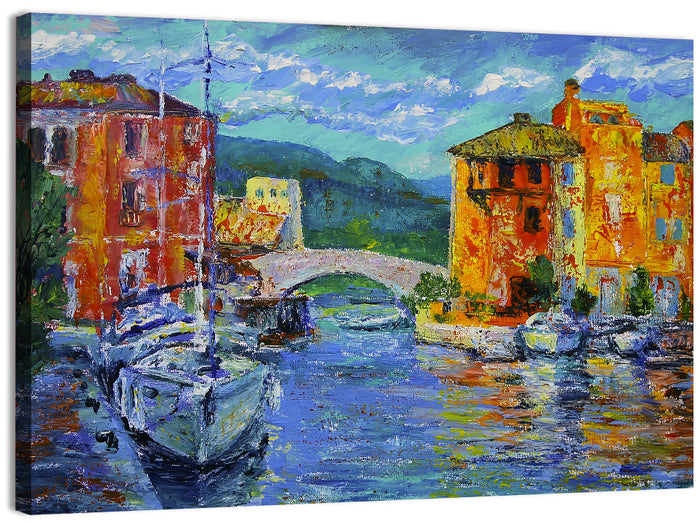 Port Grimaud Canal Scene Wall Art as a canvas print