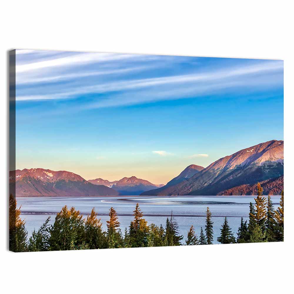 Alaskan Mountain Lake Golden Hour Wall Art