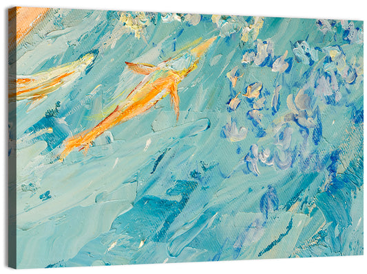 Koi in Blue Abstract Wall Art
