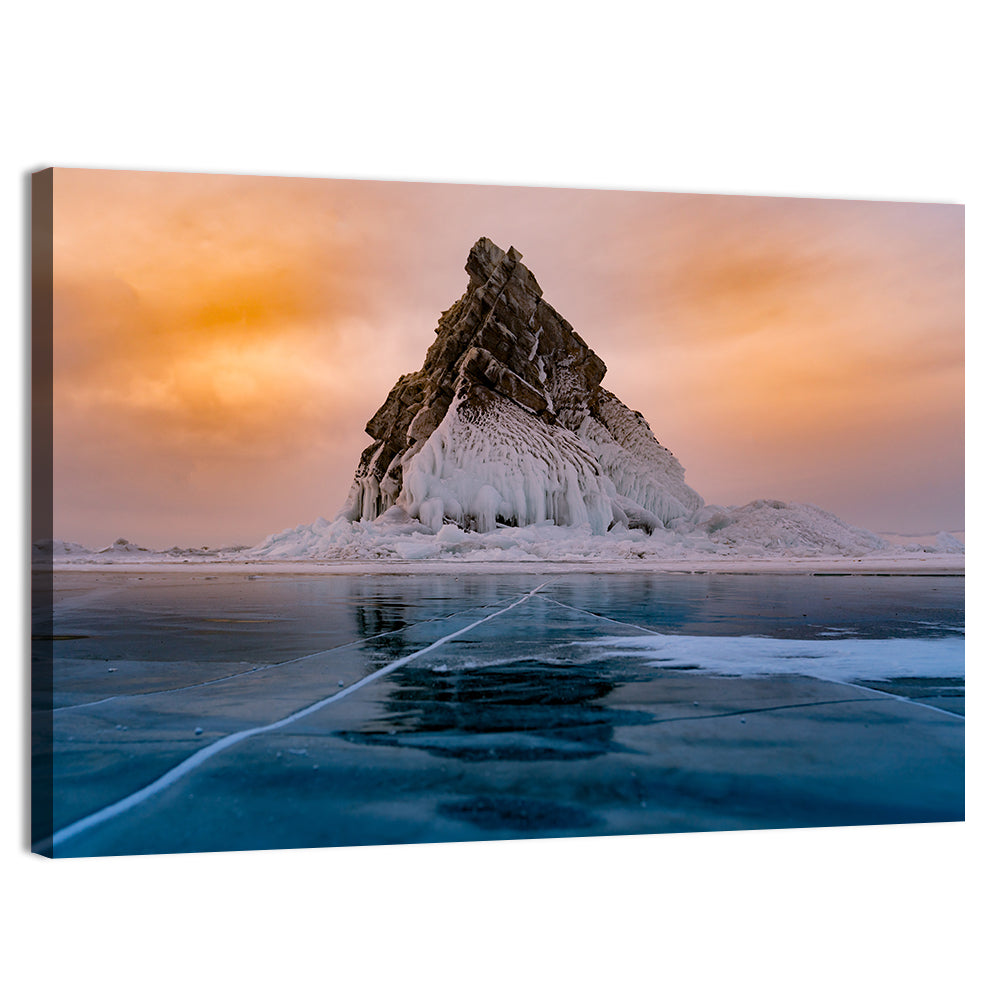 Frozen Lake Baikal at Dusk Wall Art