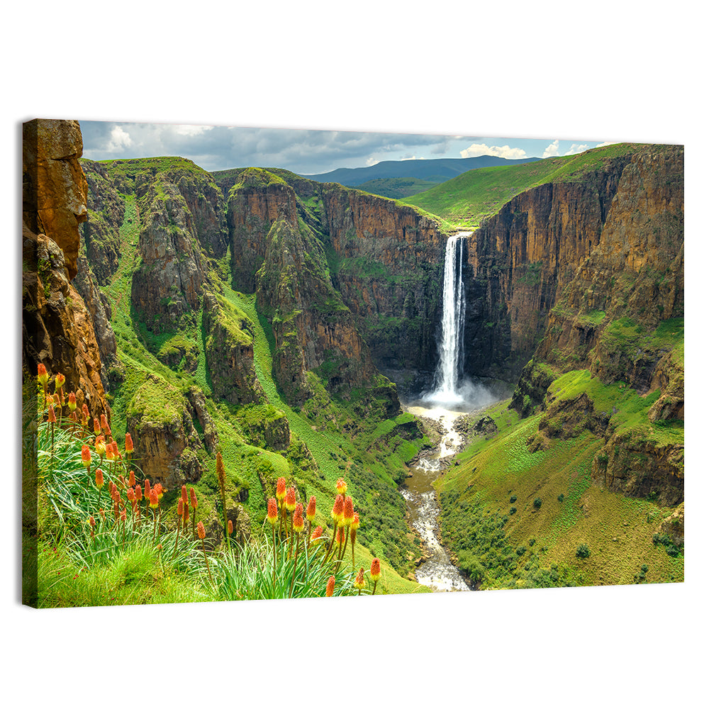 Maletsunyane Falls with Torch Lilies Wall Art
