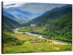 Punakha River Valley with Terraced Rice Fields Wall Art