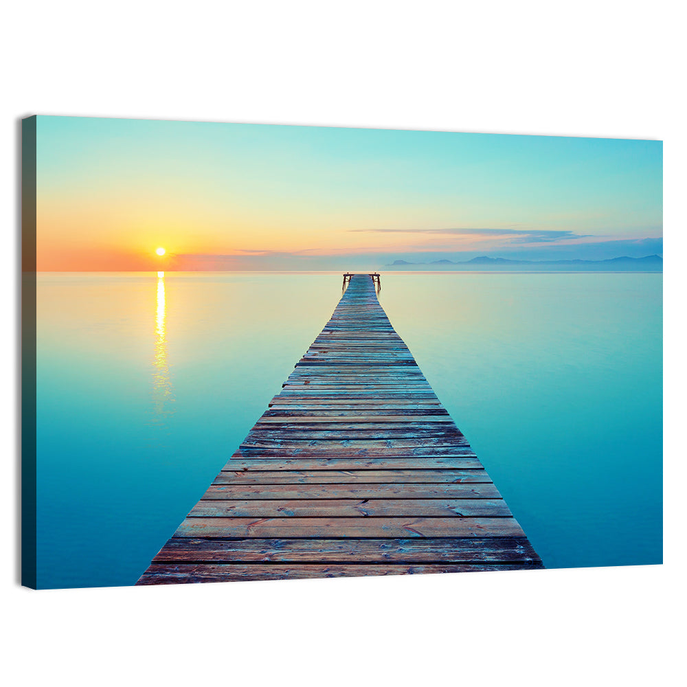 Wooden Footbridge at Sunset Wall Art, canvas print, landscape