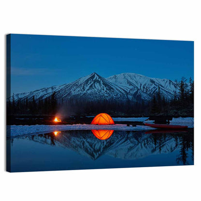 Glowing Tent at Mountain Lake Wall Art