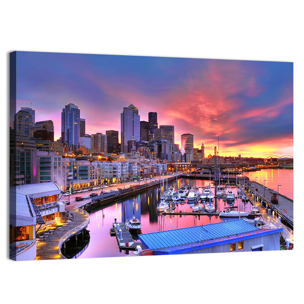 Seattle Skyline at Sunset Wall Art
